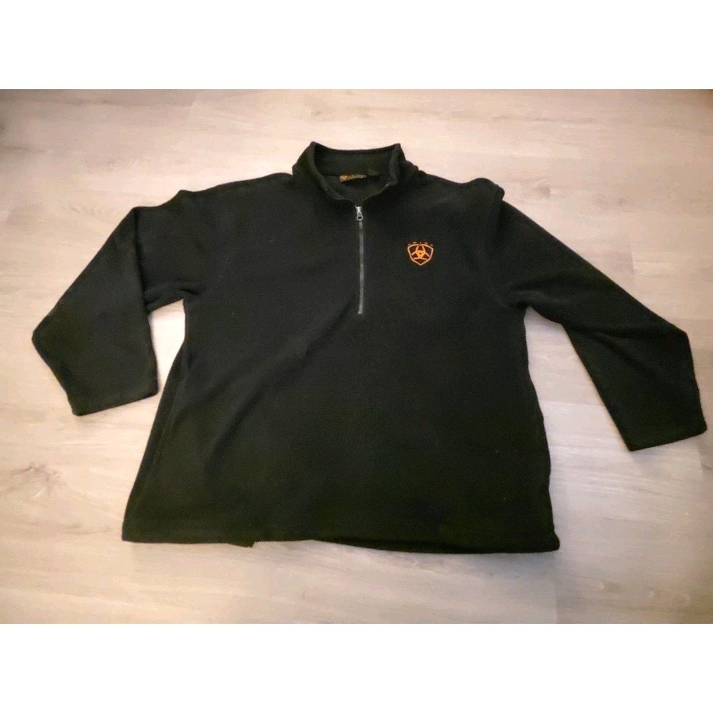 Ariat 1/4 Zip Pullover Mens XL Embroidered Black Long Sleeve Warm Great Shape